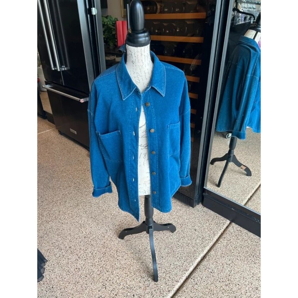 Oliviaceous Mixed Media Denim Knit Jacket Size L
